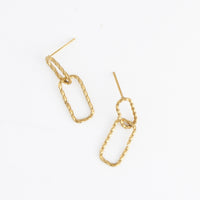 Waterproof Earrings Narelle 18K Gold Oval Link Dangle Studs