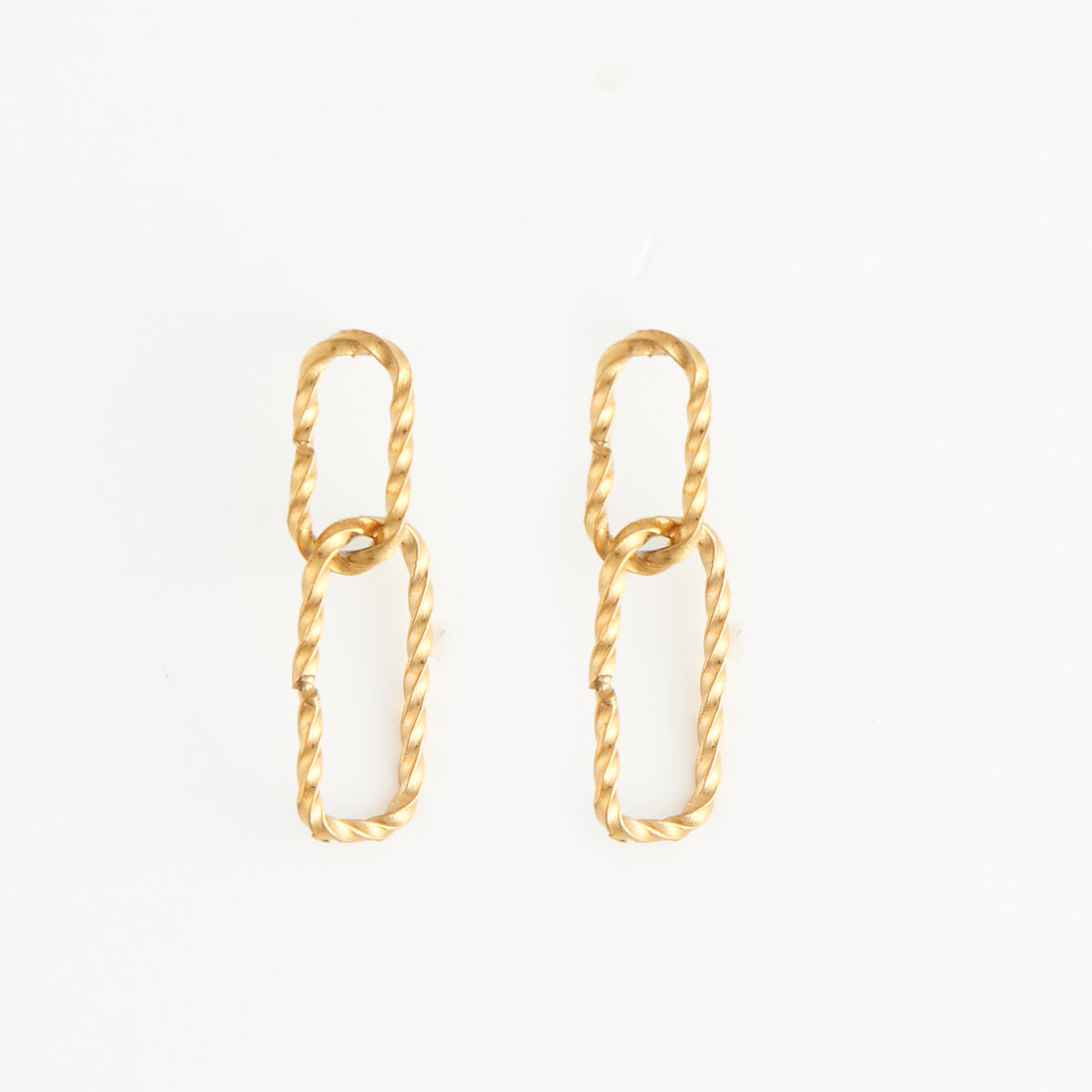 Waterproof Earrings Narelle 18K Gold Oval Link Dangle Studs