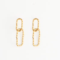 Waterproof Earrings Narelle 18K Gold Oval Link Dangle Studs