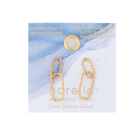 Waterproof Earrings Narelle 18K Gold Oval Link Dangle Studs