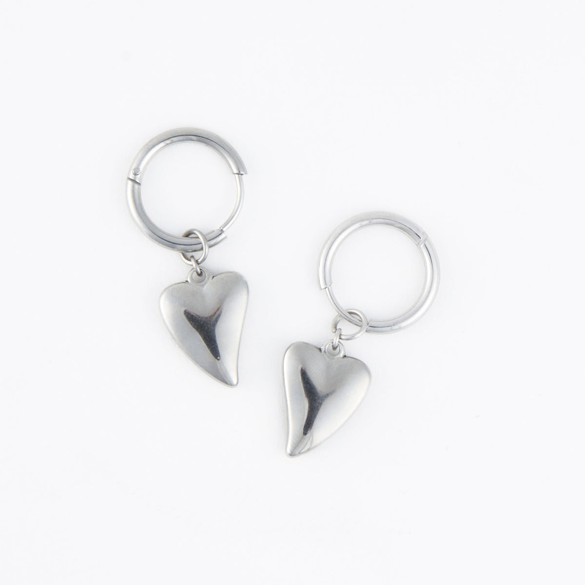 Waterproof Earrings Narelle Heart Charm Hoop Gold & Steel