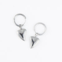 Waterproof Earrings Narelle Heart Charm Hoop Gold & Steel