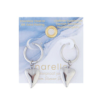 Waterproof Earrings Narelle Heart Charm Hoop Gold & Steel