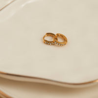 Waterproof Earrings Narelle Pave Huggie Hoop Gold & Steel