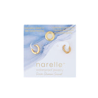 Waterproof Earrings Narelle Pave Huggie Hoop Gold & Steel