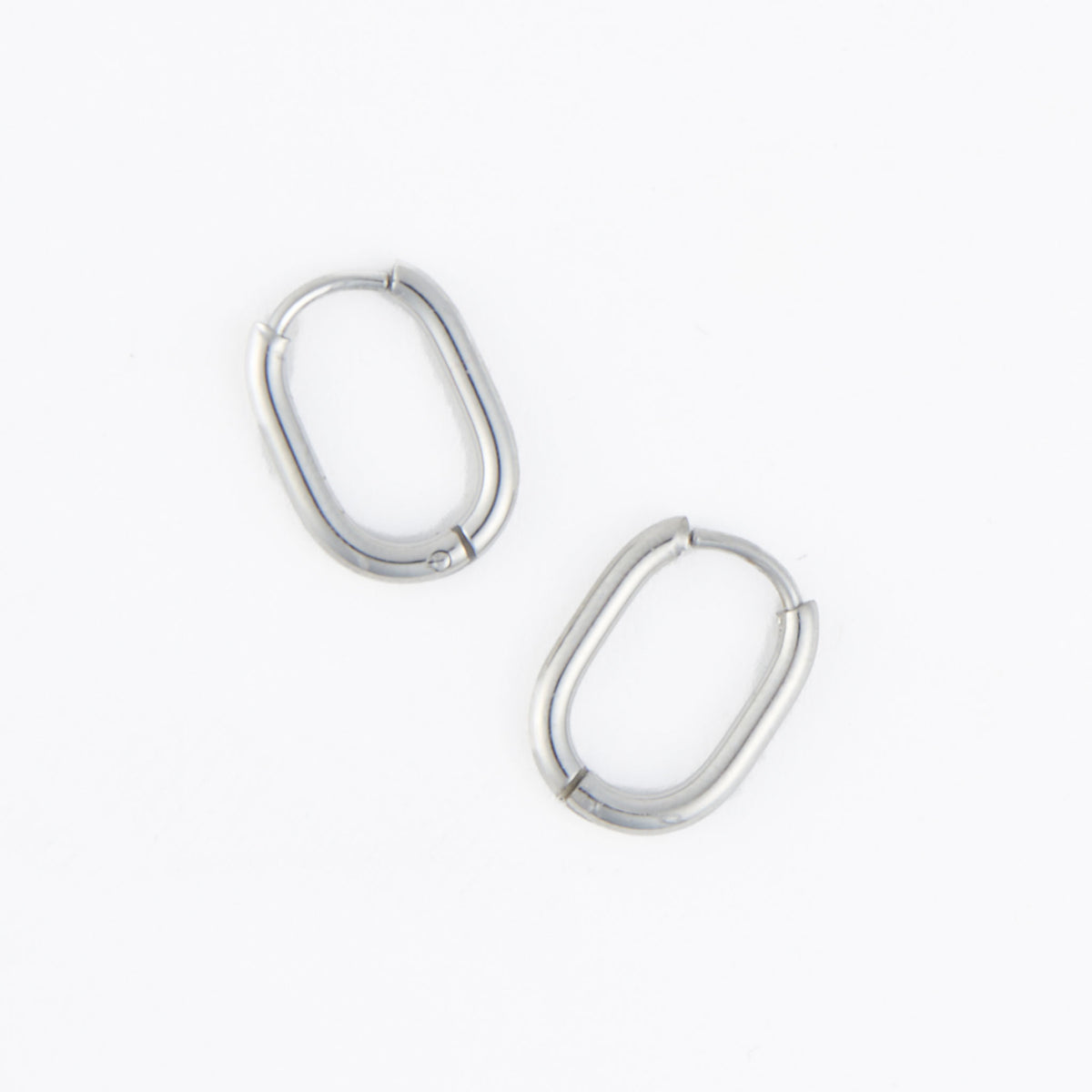 Waterproof Earrings Narelle Oval Huggie Hoop Gold & Steel