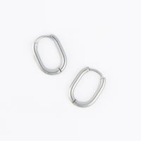 Waterproof Earrings Narelle Oval Huggie Hoop Gold & Steel