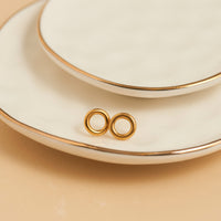 Waterproof Earrings Circle Studs Stainless Steel & Gold