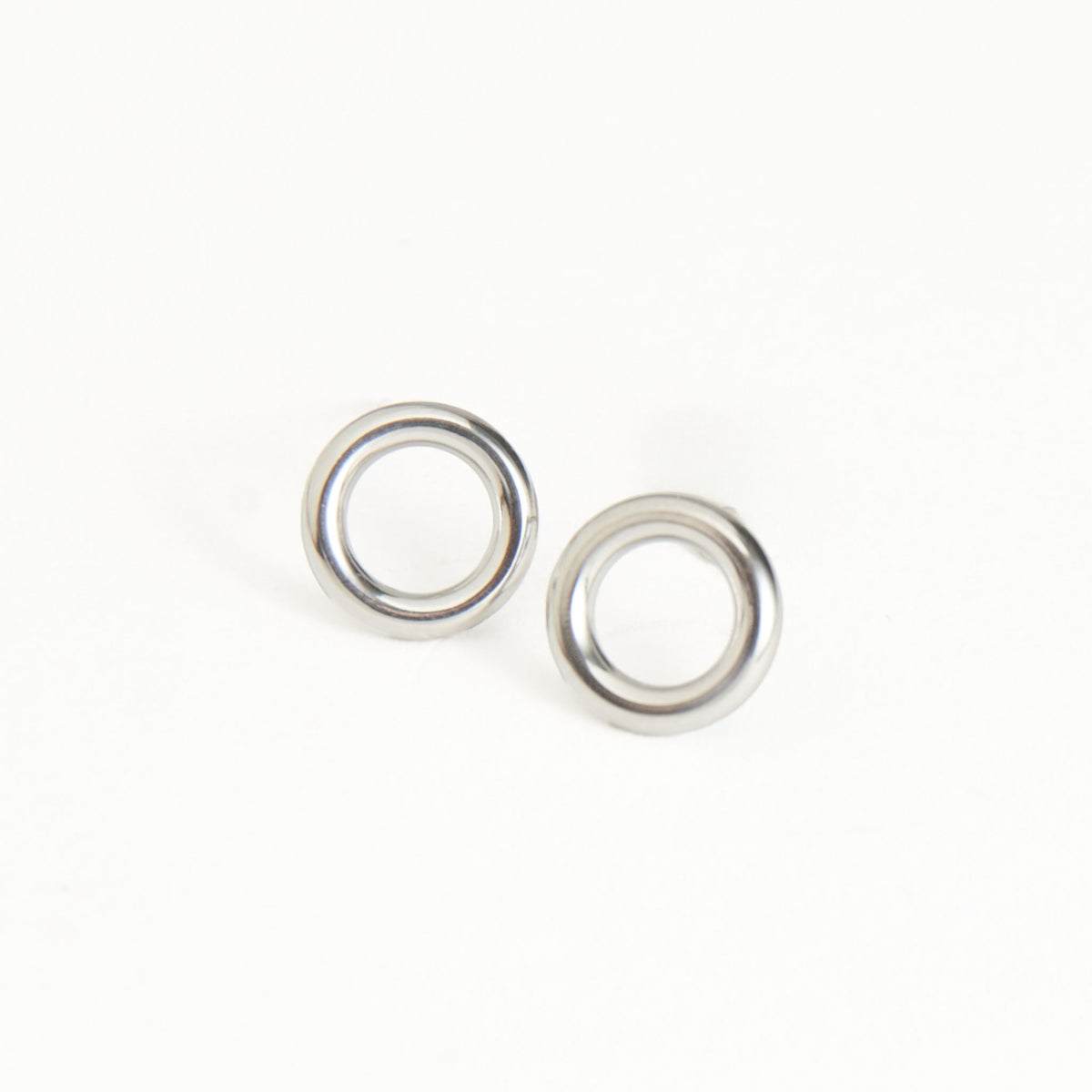 Waterproof Earrings Circle Studs Stainless Steel & Gold