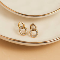 Waterproof Earrings Narelle Circle Link 18K Gold Studs