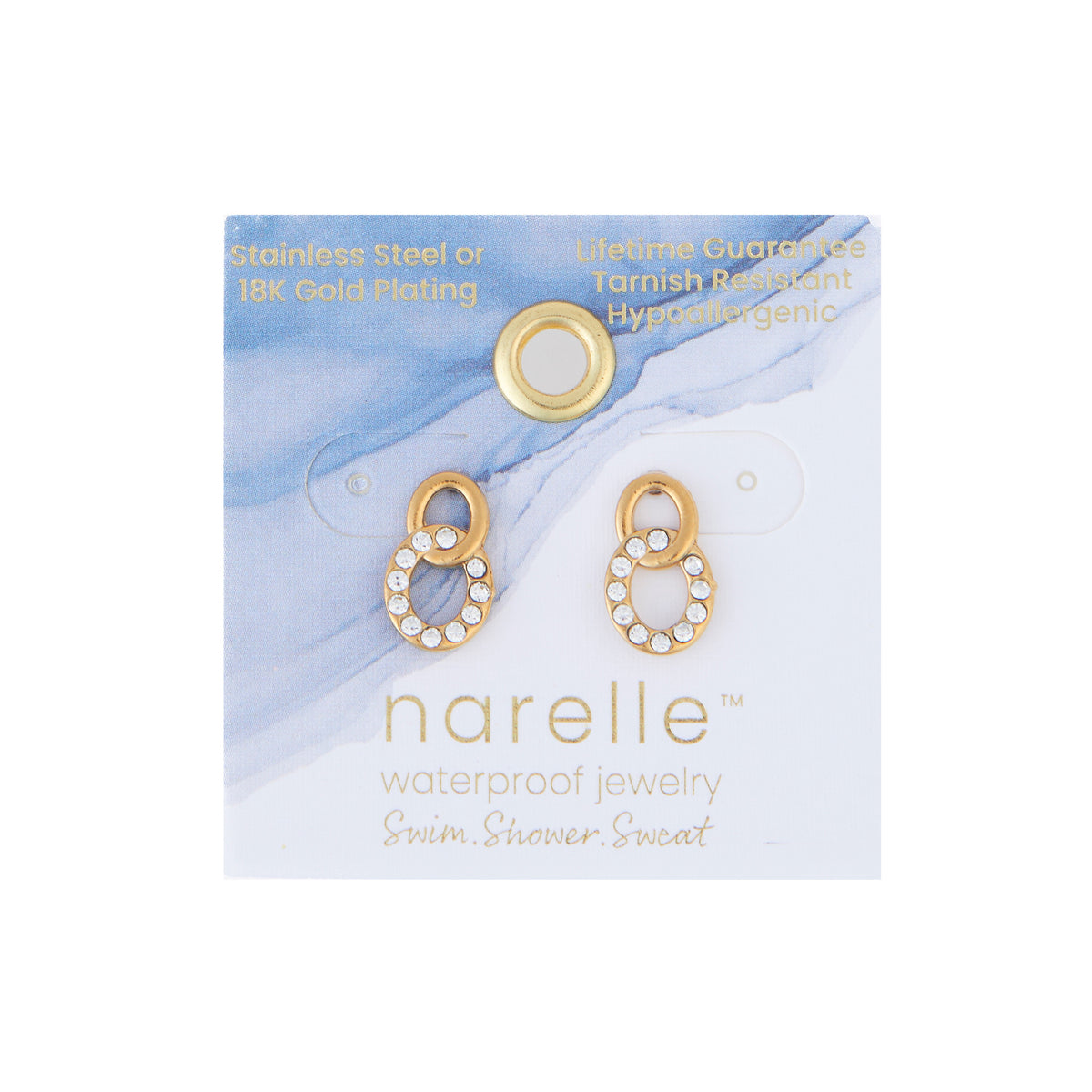 Waterproof Earrings Narelle Circle Link 18K Gold Studs