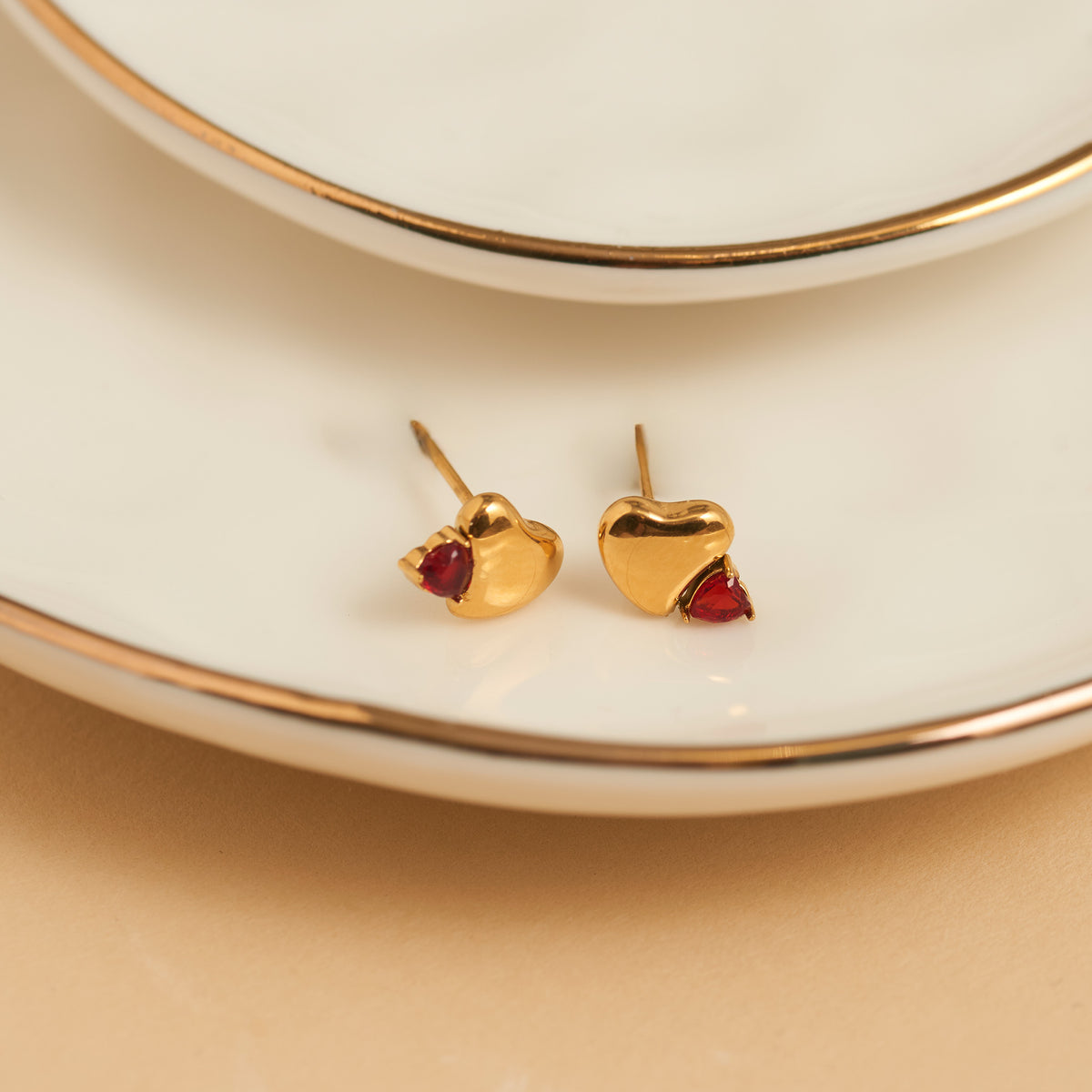 Waterproof Earrings Narelle Heart Studs Cubic Zirconia