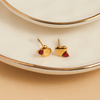 Waterproof Earrings Narelle Heart Studs Cubic Zirconia