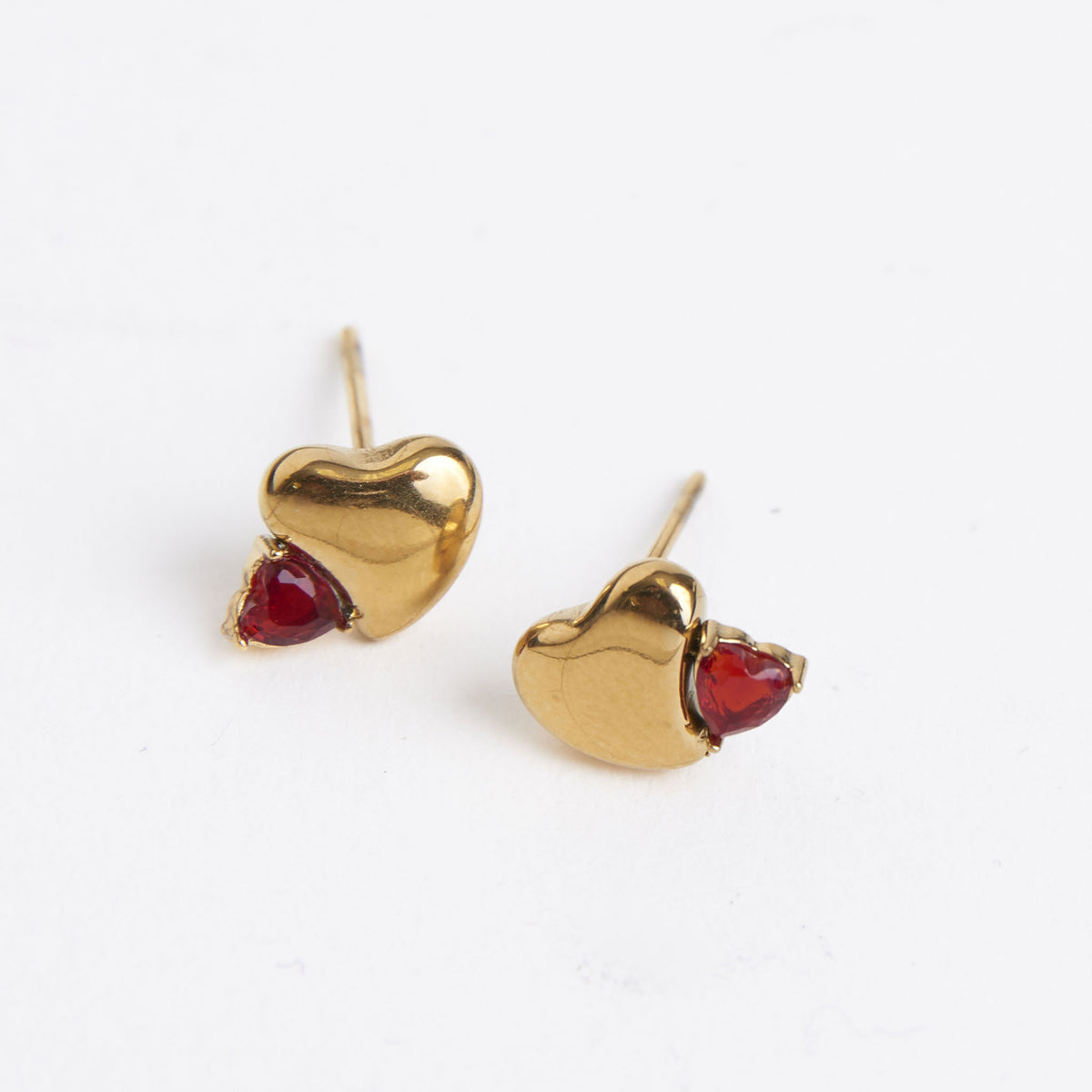 Waterproof Earrings Narelle Heart Studs Cubic Zirconia