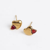 Waterproof Earrings Narelle Heart Studs Cubic Zirconia