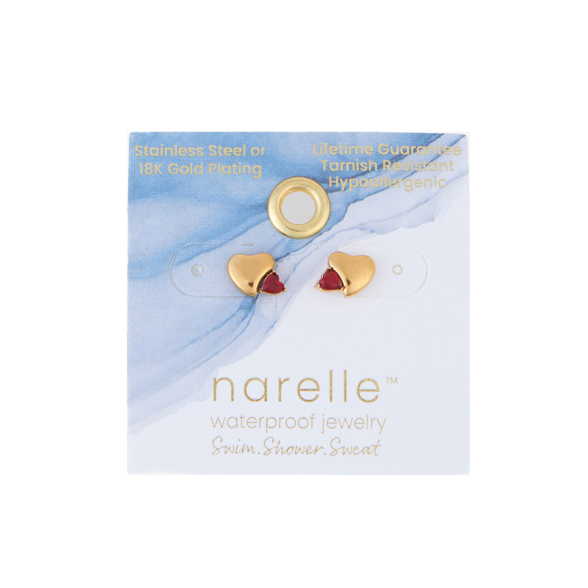 Waterproof Earrings Narelle Heart Studs Cubic Zirconia