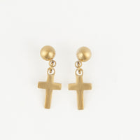 Waterproof Earrings Narelle Dangle Cross in Gold & Steel