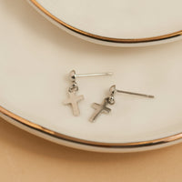 Waterproof Earrings Narelle Dangle Cross in Gold & Steel
