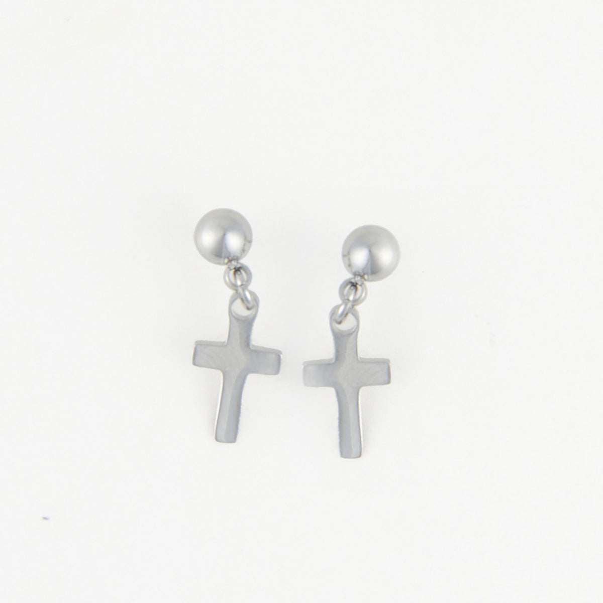 Waterproof Earrings Narelle Dangle Cross in Gold & Steel
