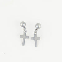 Waterproof Earrings Narelle Dangle Cross in Gold & Steel