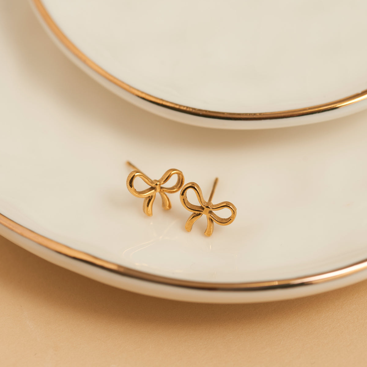 Waterproof Earrings Narelle Stud Bow in 18K Gold Finish