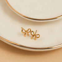 Waterproof Earrings Narelle Stud Bow in 18K Gold Finish