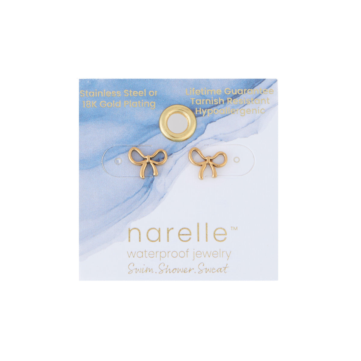 Waterproof Earrings Narelle Stud Bow in 18K Gold Finish