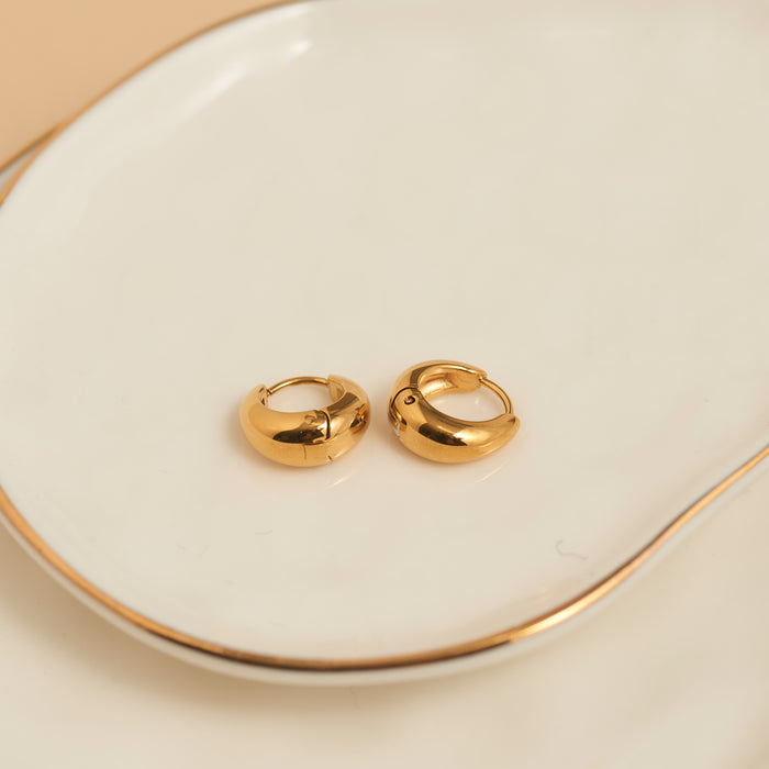 Waterproof Earrings Narelle Hoop Graduated Huggie in Gold & Steel