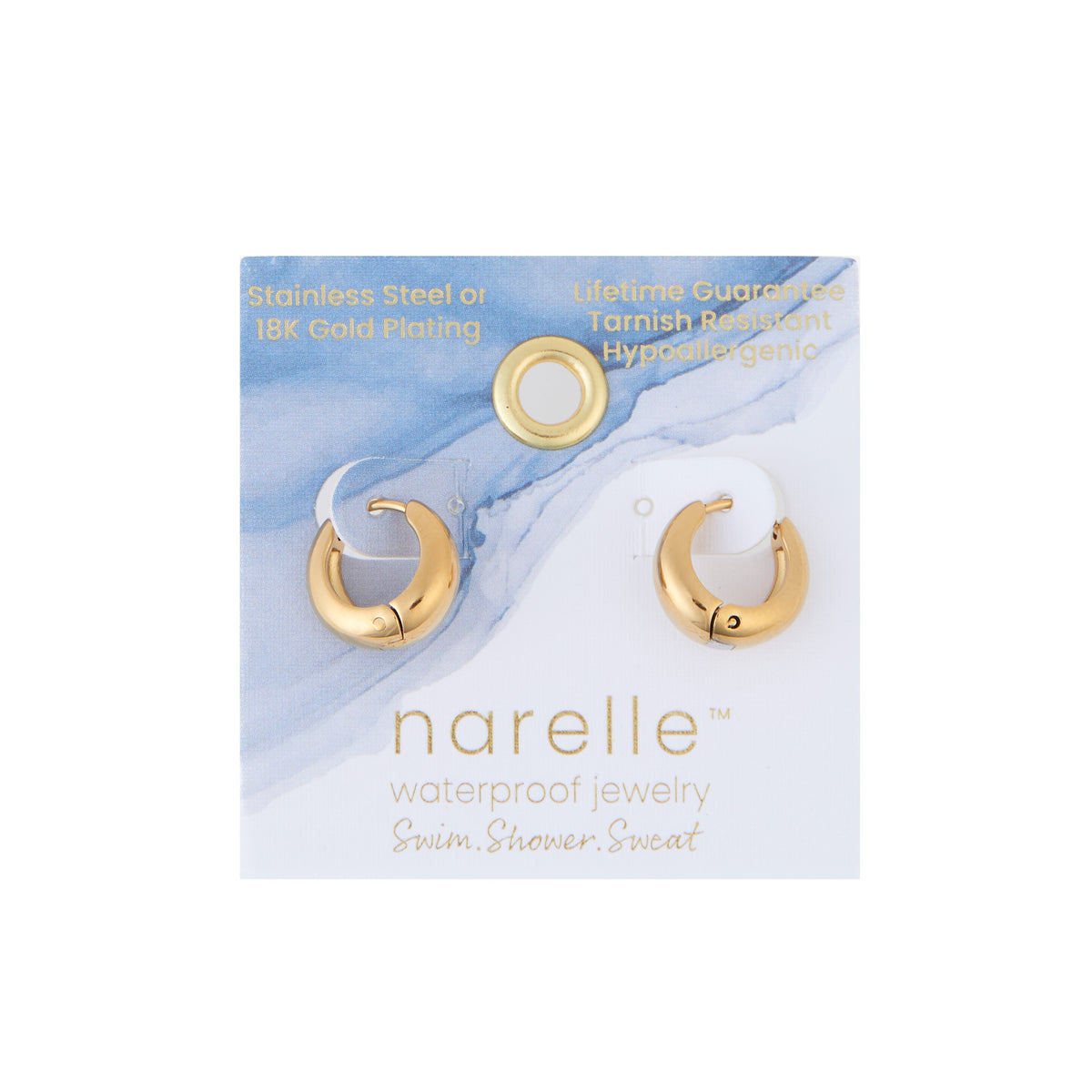 Waterproof Earrings Narelle Hoop Graduated Huggie in Gold & Steel