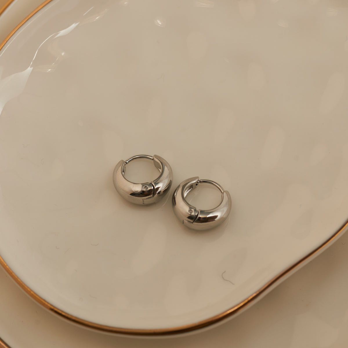 Waterproof Earrings Narelle Hoop Graduated Huggie in Gold & Steel