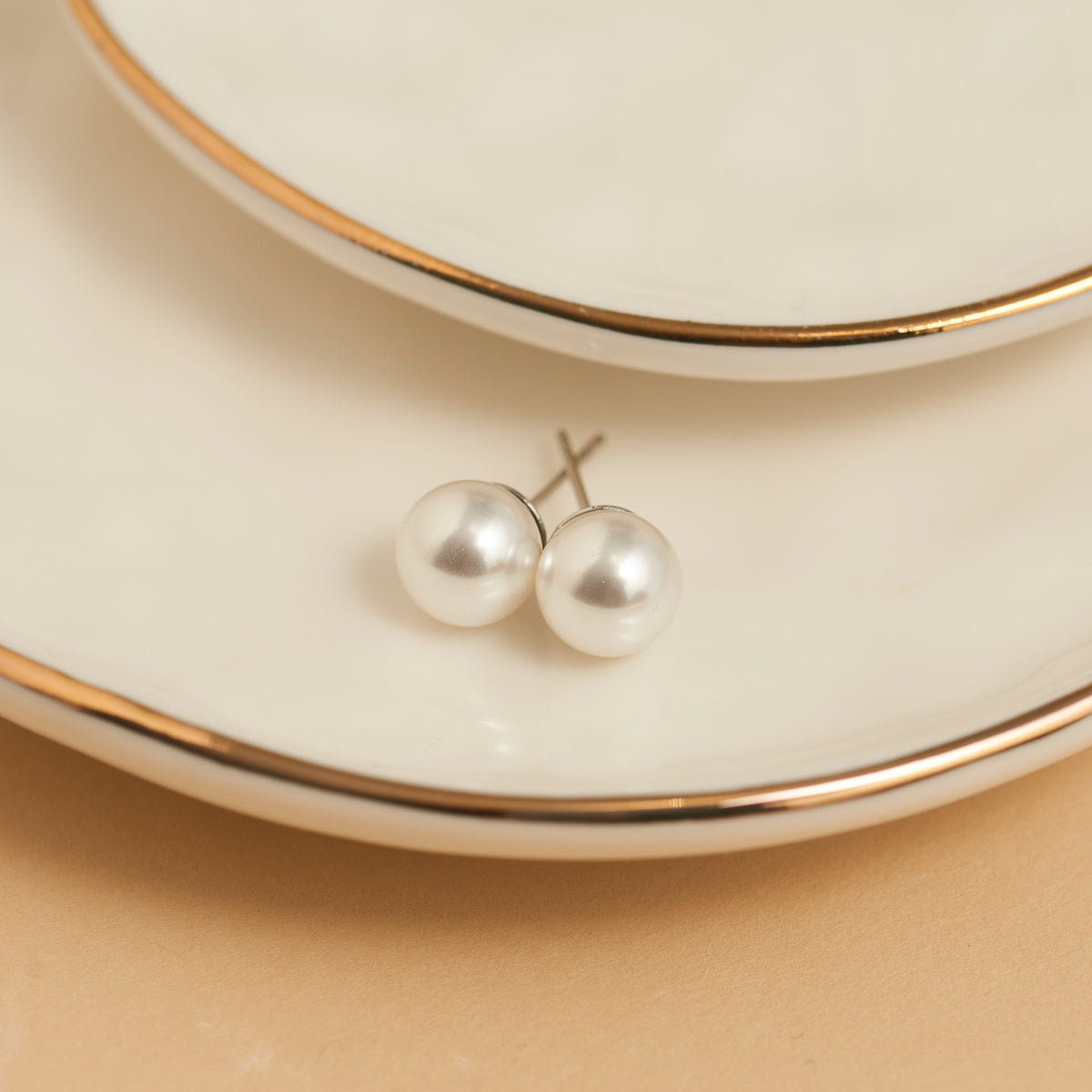 Waterproof Earrings Narelle Faux Pearl in Stainless Steel Stud