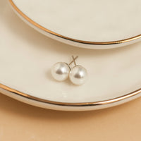 Waterproof Earrings Narelle Faux Pearl in Stainless Steel Stud