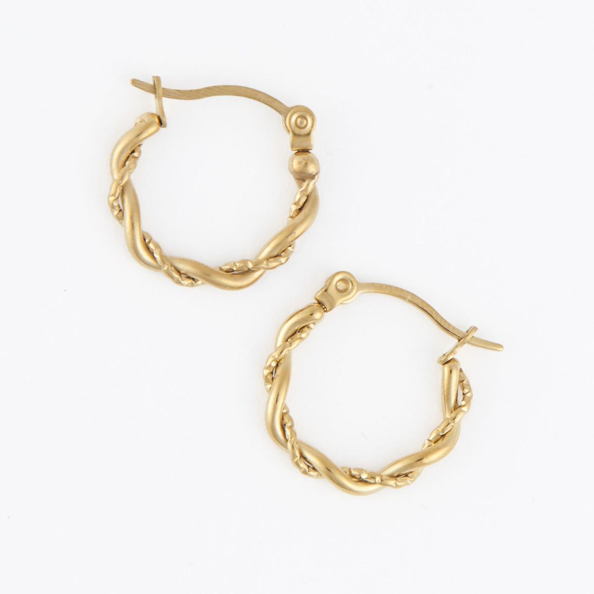Waterproof Earrings Narelle Twisted Hoop in Gold + Steel