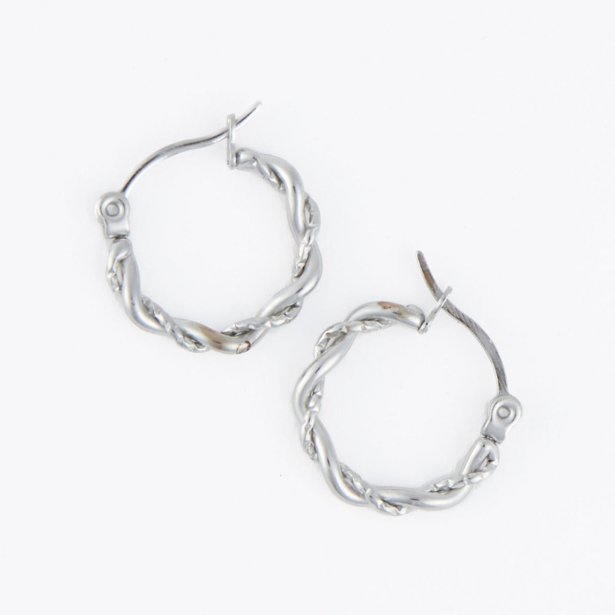 Waterproof Earrings Narelle Twisted Hoop in Gold + Steel