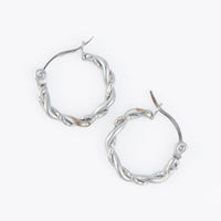 Waterproof Earrings Narelle Twisted Hoop in Gold + Steel