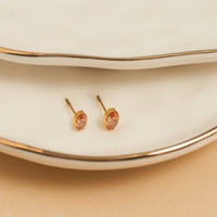 Waterproof Earrings Narelle Oval Cubic Zirconia 18K Gold Stud