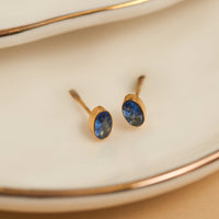 Waterproof Earrings Narelle Oval Cubic Zirconia 18K Gold Stud