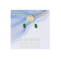 Waterproof Earrings Narelle Oval Cubic Zirconia 18K Gold Stud