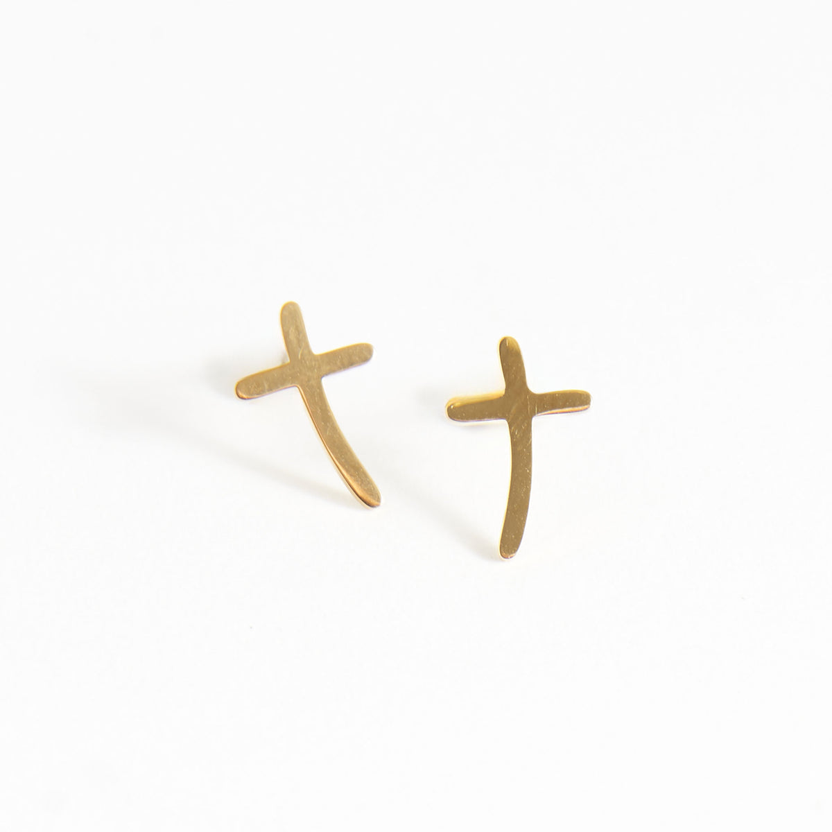 Waterproof Earrings Narelle Cross Studs in Gold & Stainless Steel