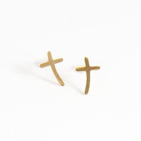 Waterproof Earrings Narelle Cross Studs in Gold & Stainless Steel