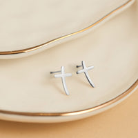 Waterproof Earrings Narelle Cross Studs in Gold & Stainless Steel