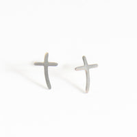 Waterproof Earrings Narelle Cross Studs in Gold & Stainless Steel