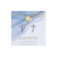 Waterproof Earrings Narelle Cross Studs in Gold & Stainless Steel