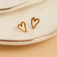 Waterproof Earrings Narelle Heart Stud in Gold & Steel