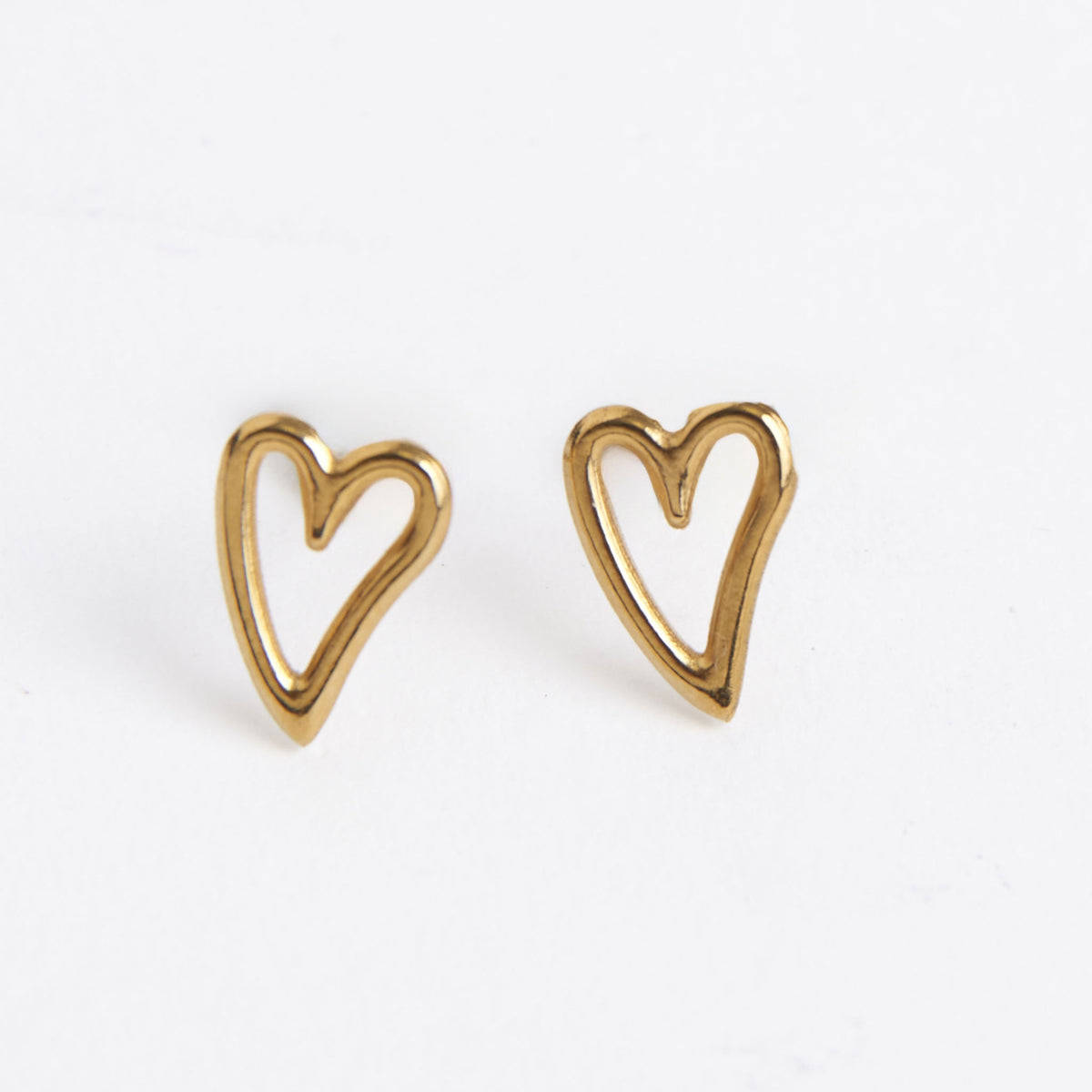 Waterproof Earrings Narelle Heart Stud in Gold & Steel