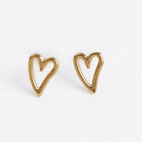 Waterproof Earrings Narelle Heart Stud in Gold & Steel