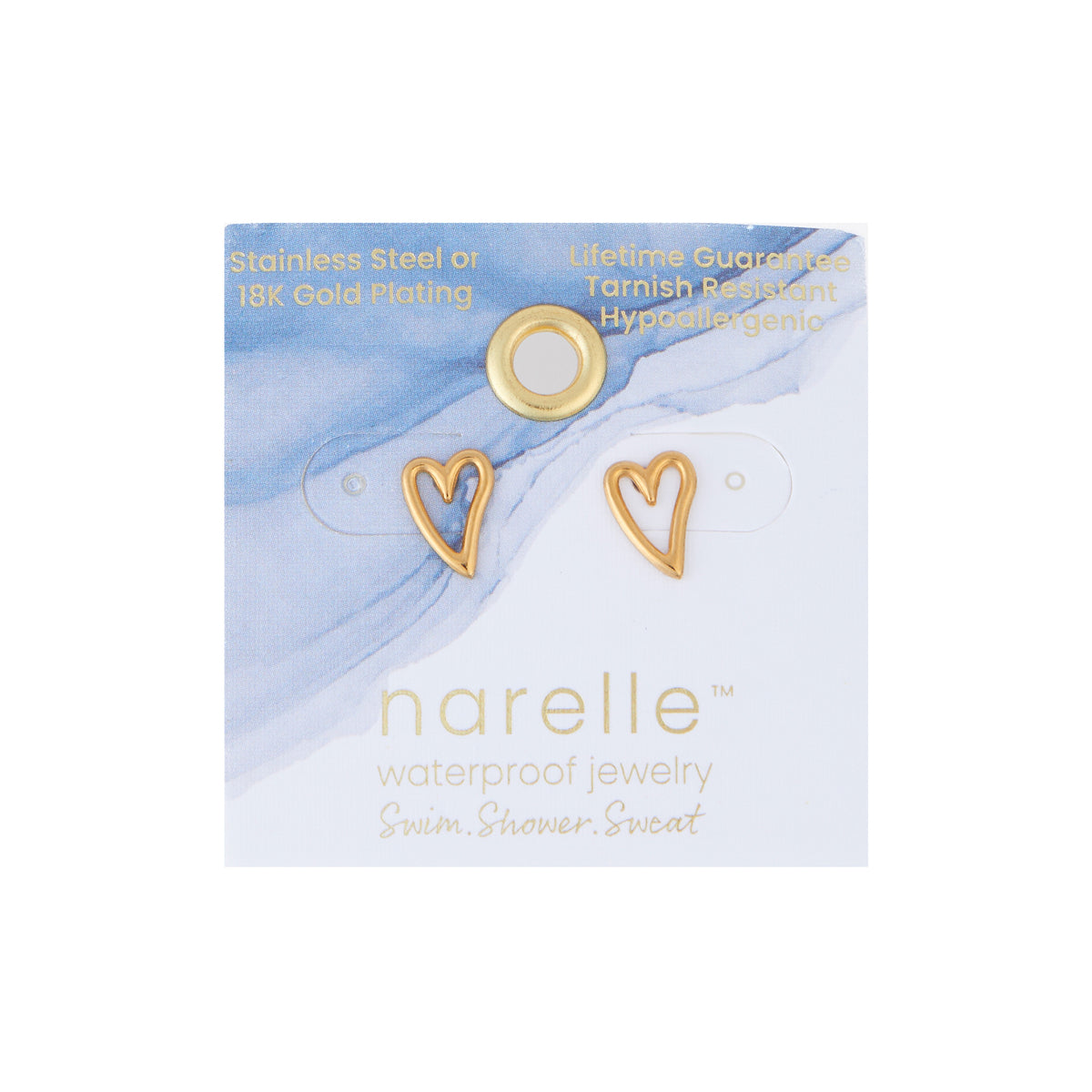 Waterproof Earrings Narelle Heart Stud in Gold & Steel