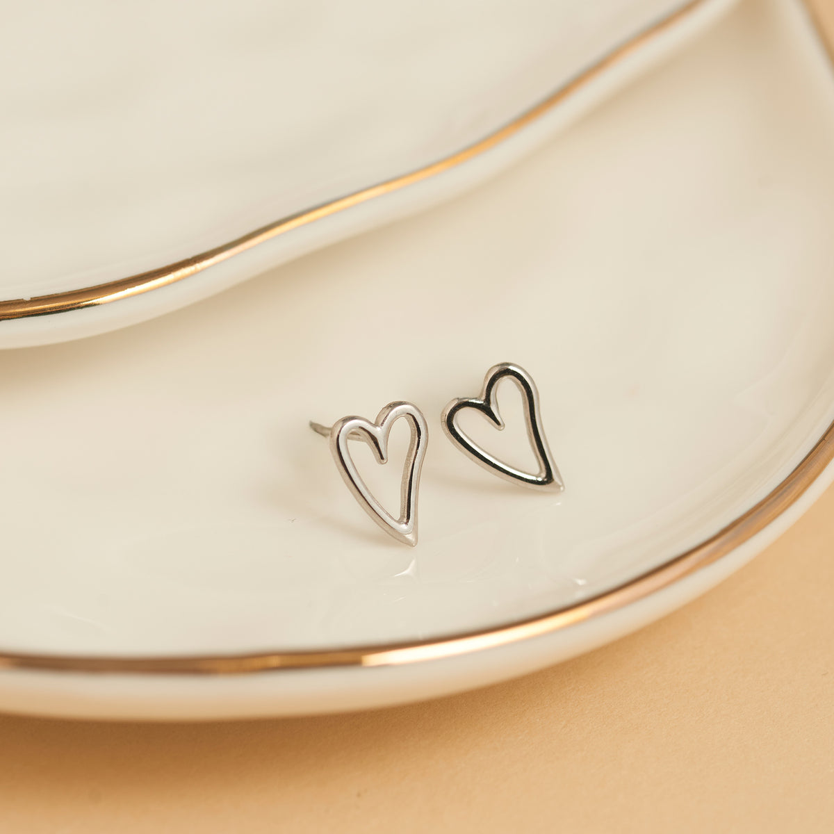 Waterproof Earrings Narelle Heart Stud in Gold & Steel