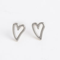 Waterproof Earrings Narelle Heart Stud in Gold & Steel