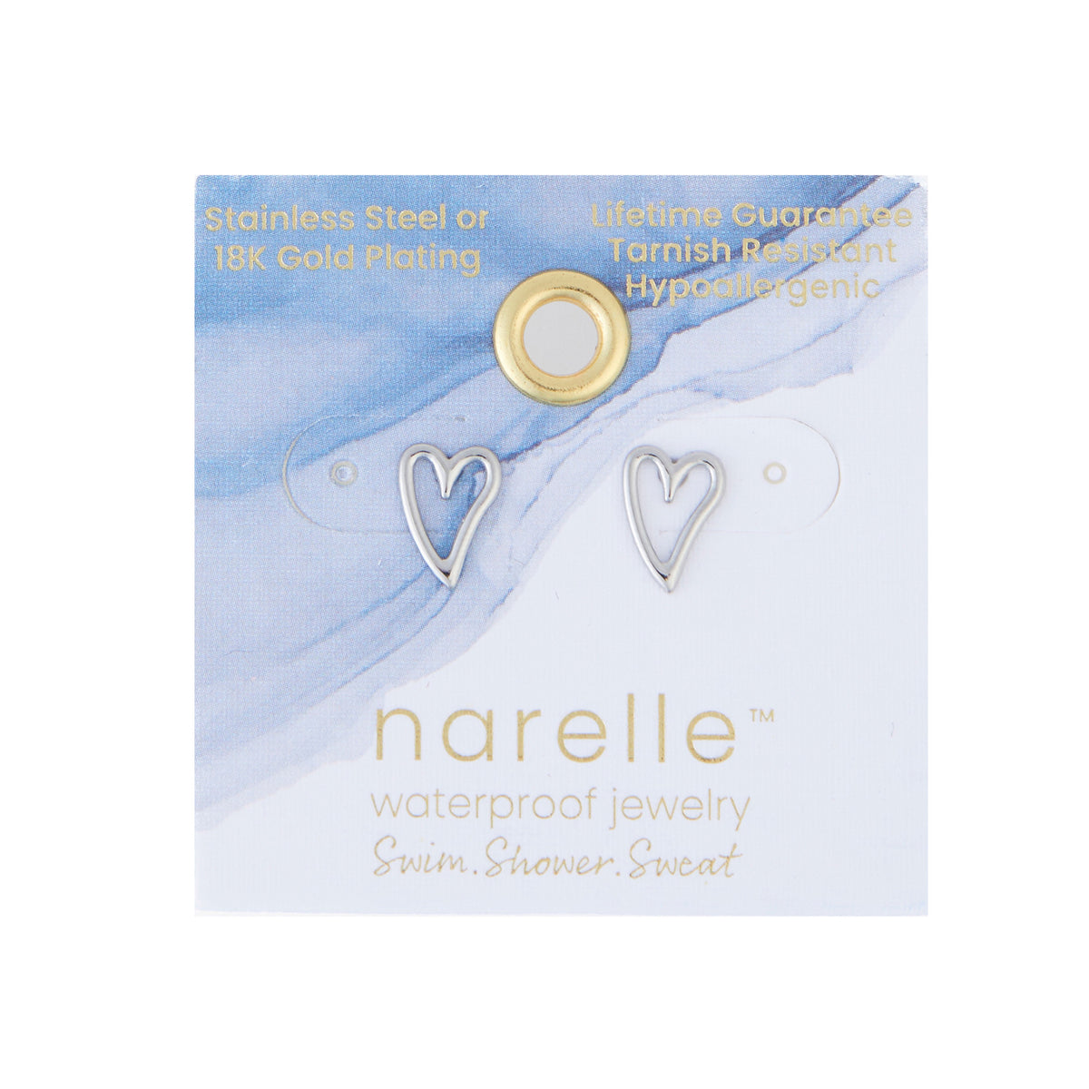 Waterproof Earrings Narelle Heart Stud in Gold & Steel